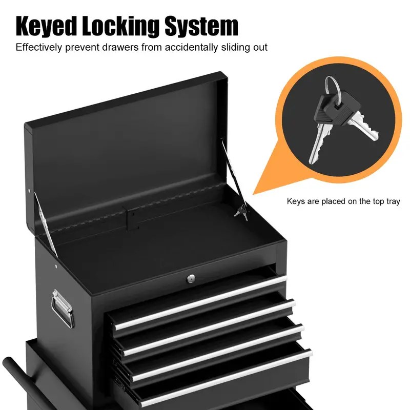 6-Drawer Rolling Tool Chest – Removable Steel Cabinet with Sliding Storage Compartments