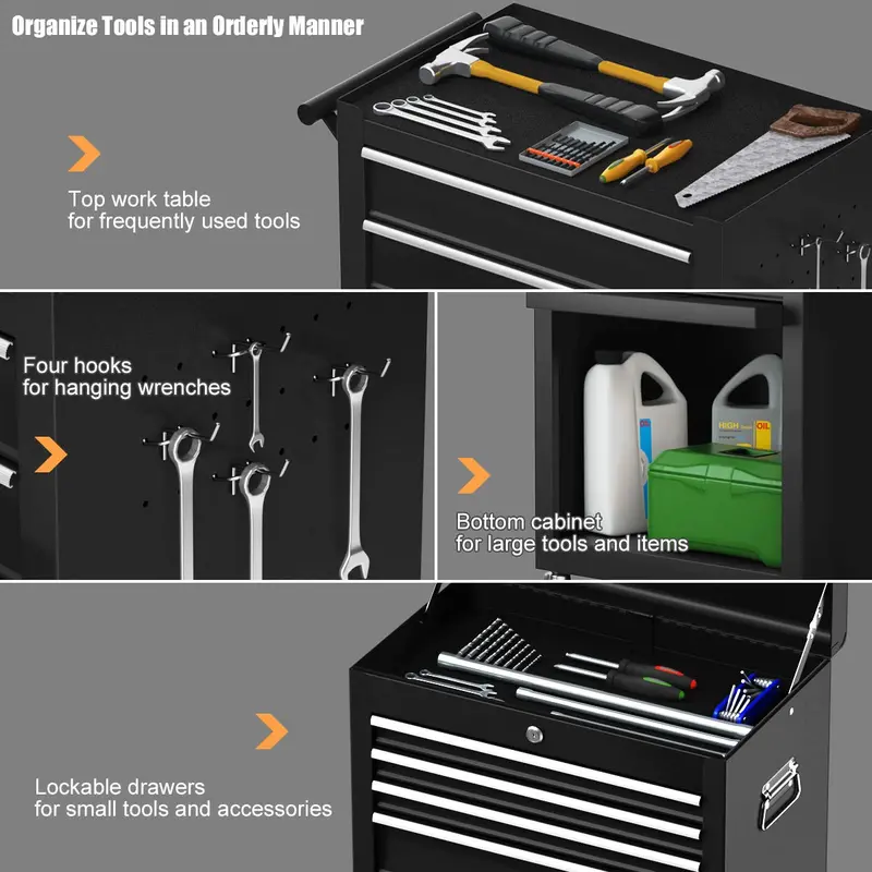 6-Drawer Rolling Tool Chest – Removable Steel Cabinet with Sliding Storage Compartments