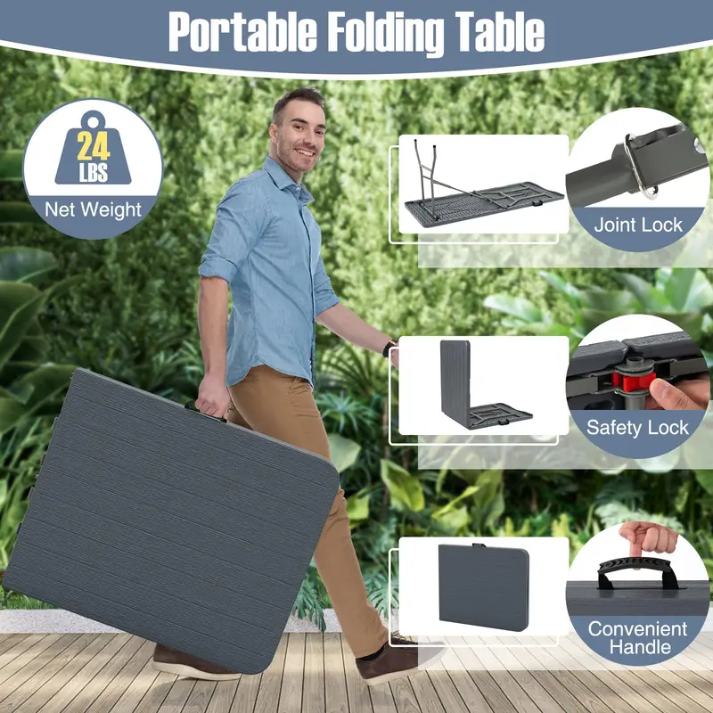 6-Foot All-Purpose Plastic Folding Table – 350 lb Capacity, HDPE Top for Indoor & Outdoor Settings