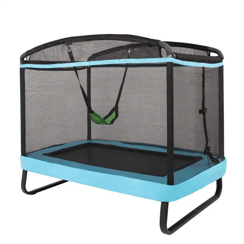 6-Foot ASTM-Certified Kids' Trampoline with Enclosure Net & Swing – Rectangular Indoor/Outdoor Bounce Pad for Ages 3–8, 220 lb Max Load 2