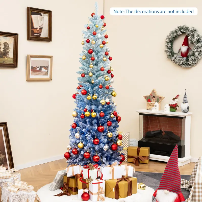 6-Foot Blue Gradient Snow-Flocked Unlit Artificial Christmas Tree with 435 Lush Branch Tips 2