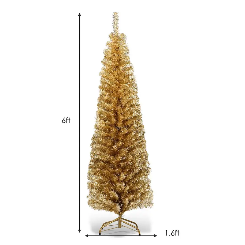 6-Foot Blue Slim Pencil Christmas Tree – Space-Saving Artificial Design