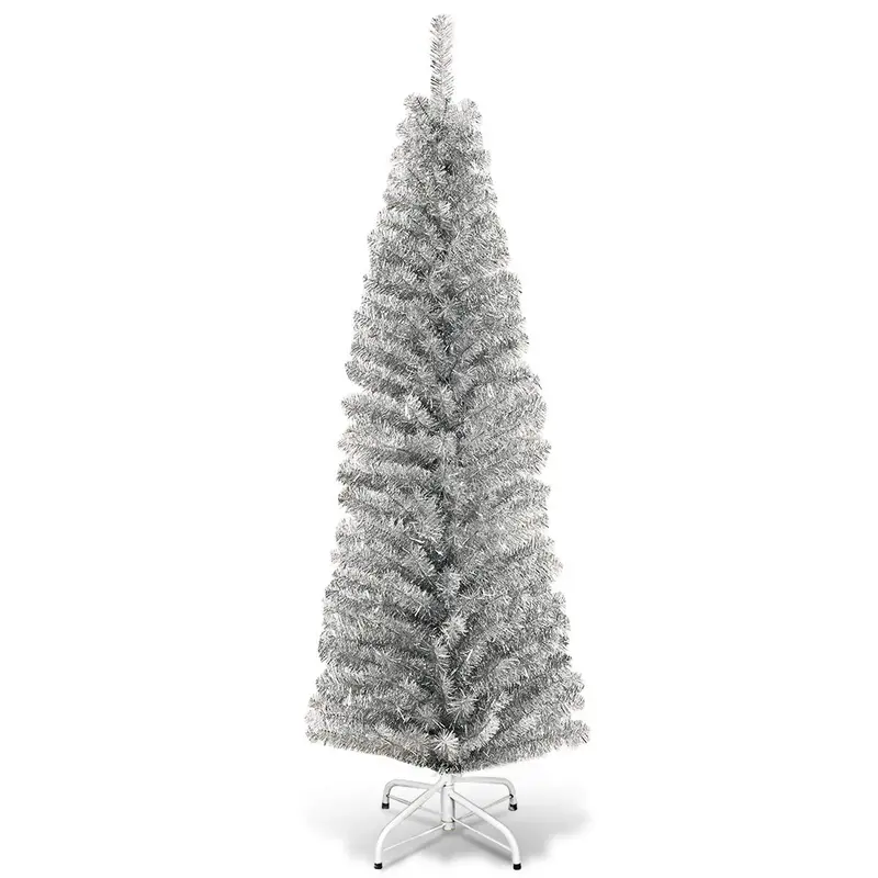 6-Foot Blue Slim Pencil Christmas Tree – Space-Saving Artificial Design