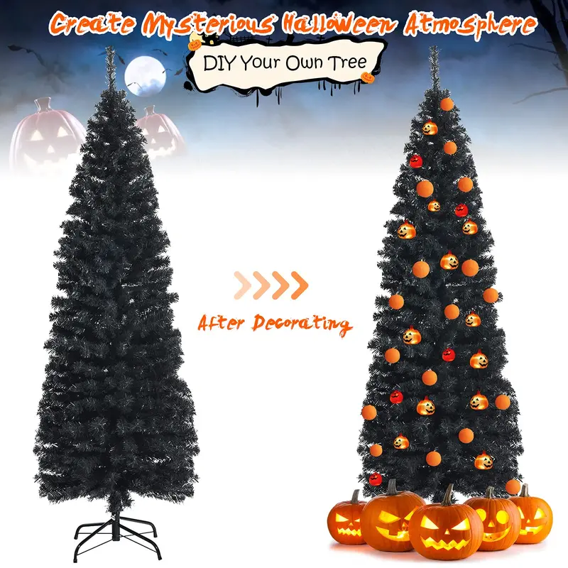 6-Foot Blue Slim Pencil Christmas Tree – Space-Saving Artificial Design
