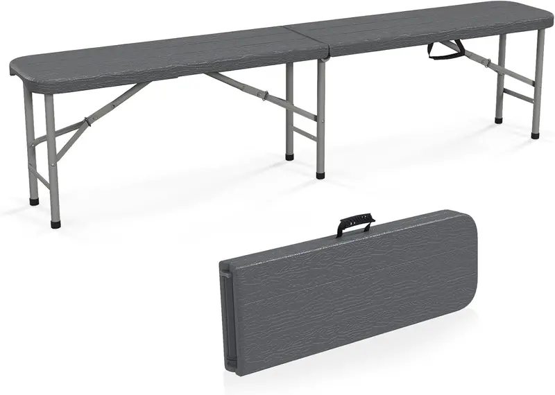 6-Foot Commercial-Grade Folding Bench – High-Strength Plastic Seat for Indoor/Outdoor Use