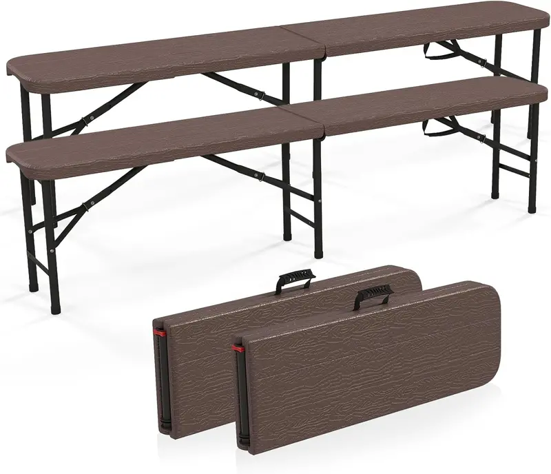 6-Foot Commercial-Grade Folding Bench – High-Strength Plastic Seat for Indoor/Outdoor Use