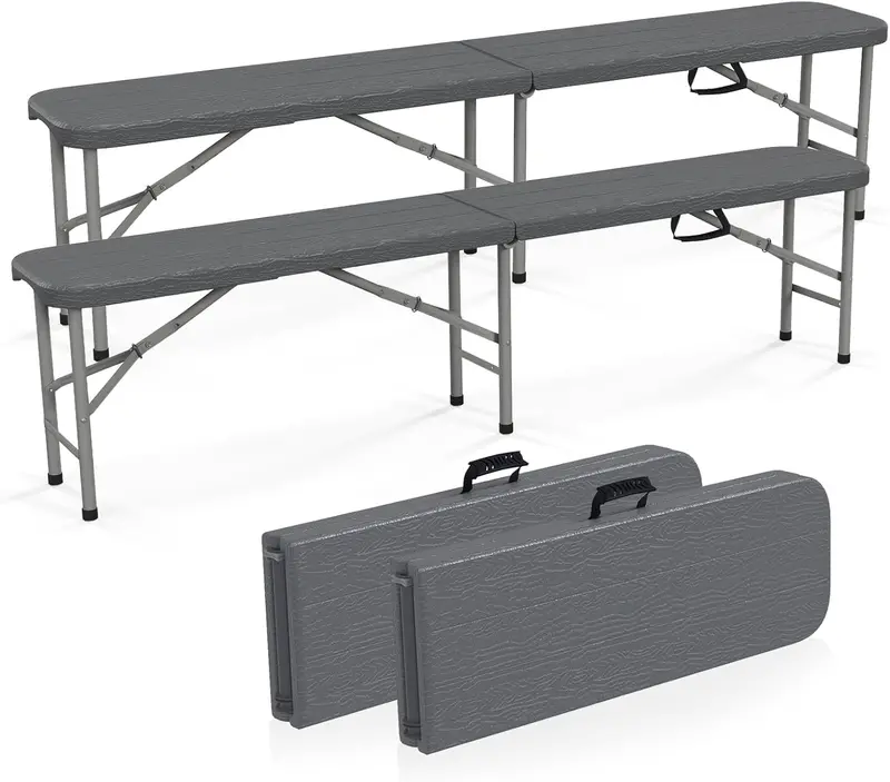 6-Foot Commercial-Grade Folding Bench – High-Strength Plastic Seat for Indoor/Outdoor Use