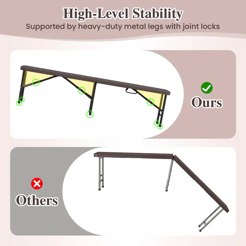 6-Foot Commercial-Grade Folding Bench – High-Strength Plastic Seat for Indoor/Outdoor Use