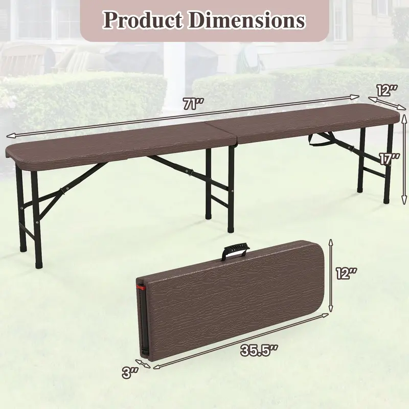 6-Foot Commercial-Grade Folding Bench – High-Strength Plastic Seat for Indoor/Outdoor Use