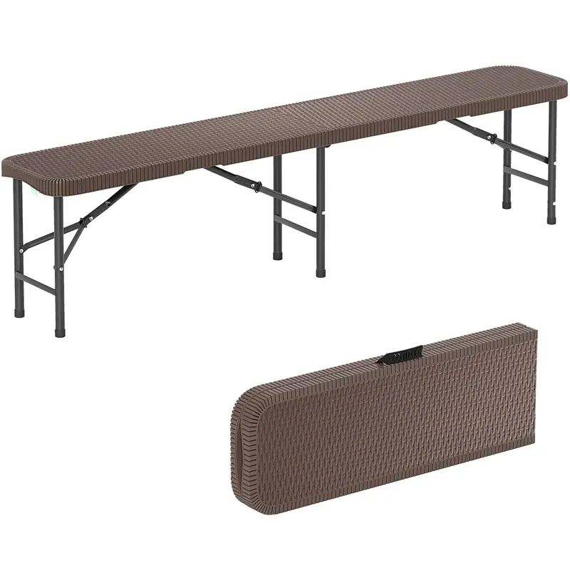 6-Foot Heavy-Duty Plastic Folding Bench – 1320-LB Capacity Portable Seat for Camping, Picnics & Events