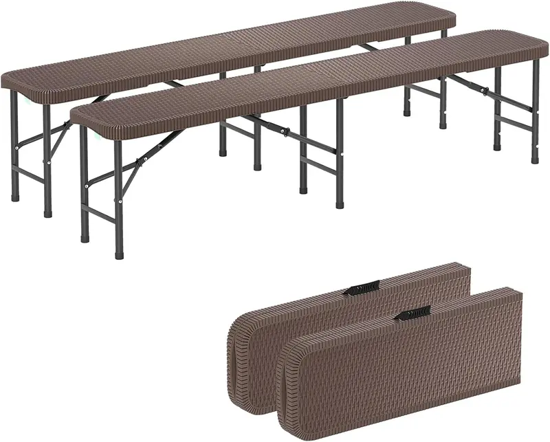 6-Foot Heavy-Duty Plastic Folding Bench – 1320-LB Capacity Portable Seat for Camping, Picnics & Events