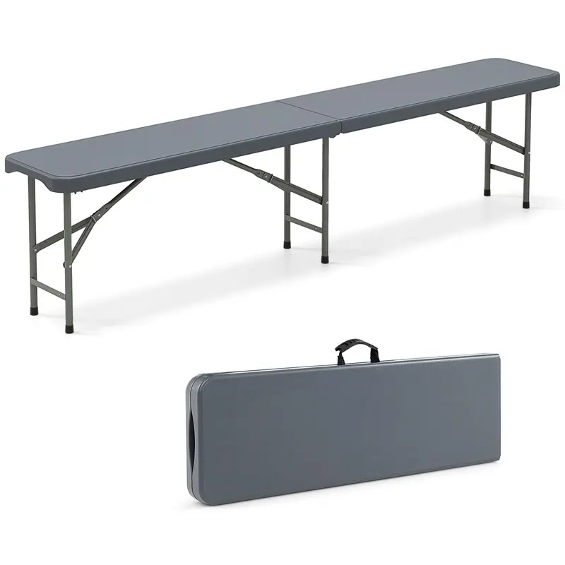 6-Foot Heavy-Duty Plastic Folding Bench – 1320 lb Weight Capacity, Lightweight Portable Design