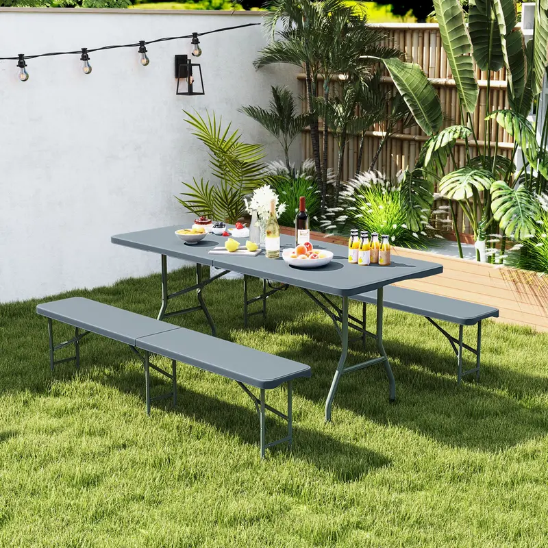 6-Foot Heavy-Duty Plastic Folding Bench – 1320 lb Weight Capacity, Lightweight Portable Design 2