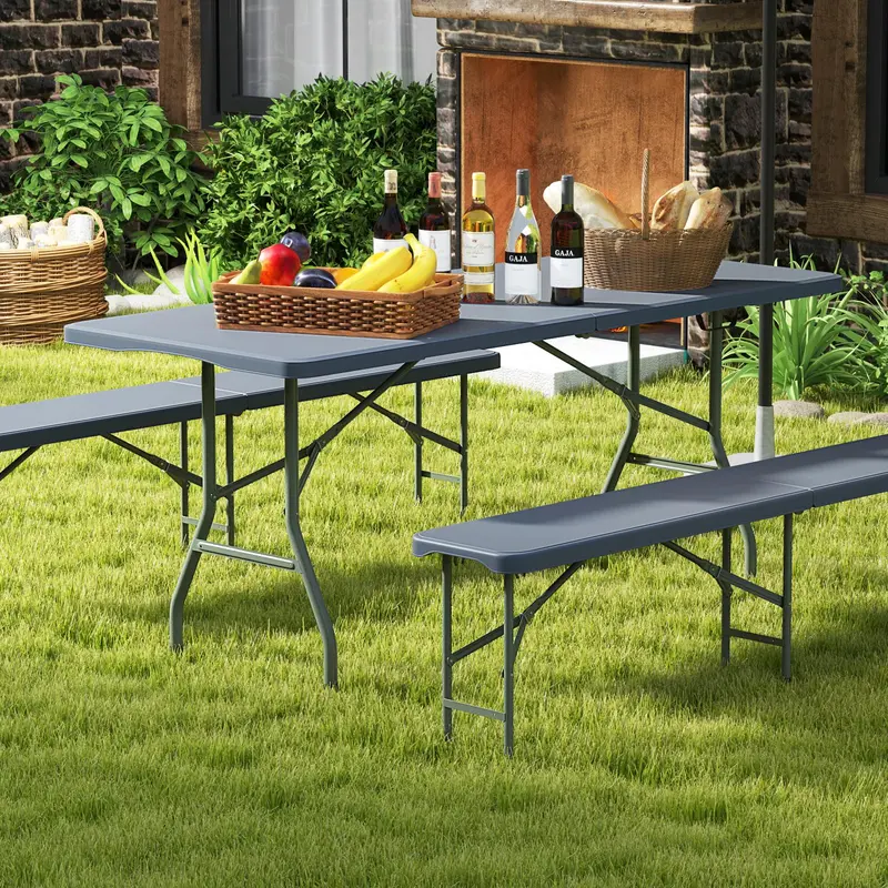 6-Foot Heavy-Duty Plastic Folding Table – 350 lb Capacity, HDPE Top for Outdoor Use 2