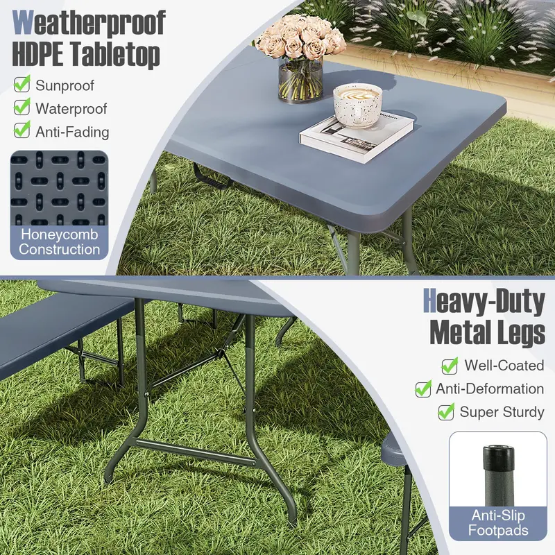 6-Foot Heavy-Duty Plastic Folding Table – 350 lb Capacity, HDPE Top for Outdoor Use