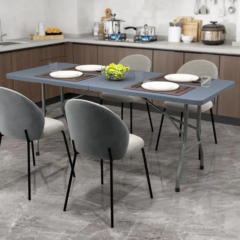 6-Foot Heavy-Duty Plastic Folding Table – 350 lb Capacity, HDPE Top for Outdoor Use