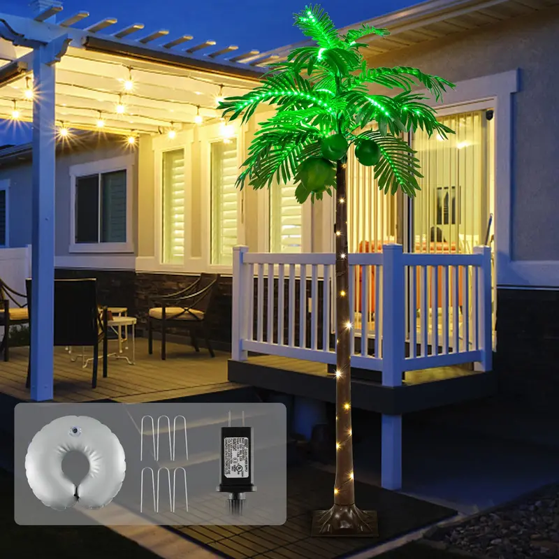 6-Foot Outdoor Lighted Tropical Palm Tree with 309 Energy-Efficient LED Lights 2
