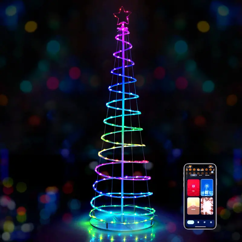 6-Foot Outdoor Spiral Christmas Tree – Pre-Lit with 135 Warm White LED Lights