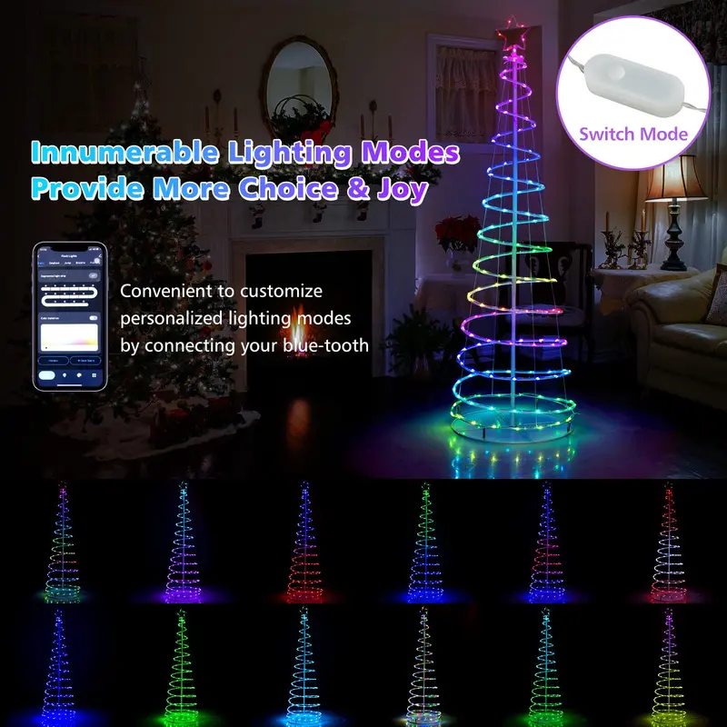 6-Foot Outdoor Spiral Christmas Tree – Pre-Lit with 135 Warm White LED Lights 2