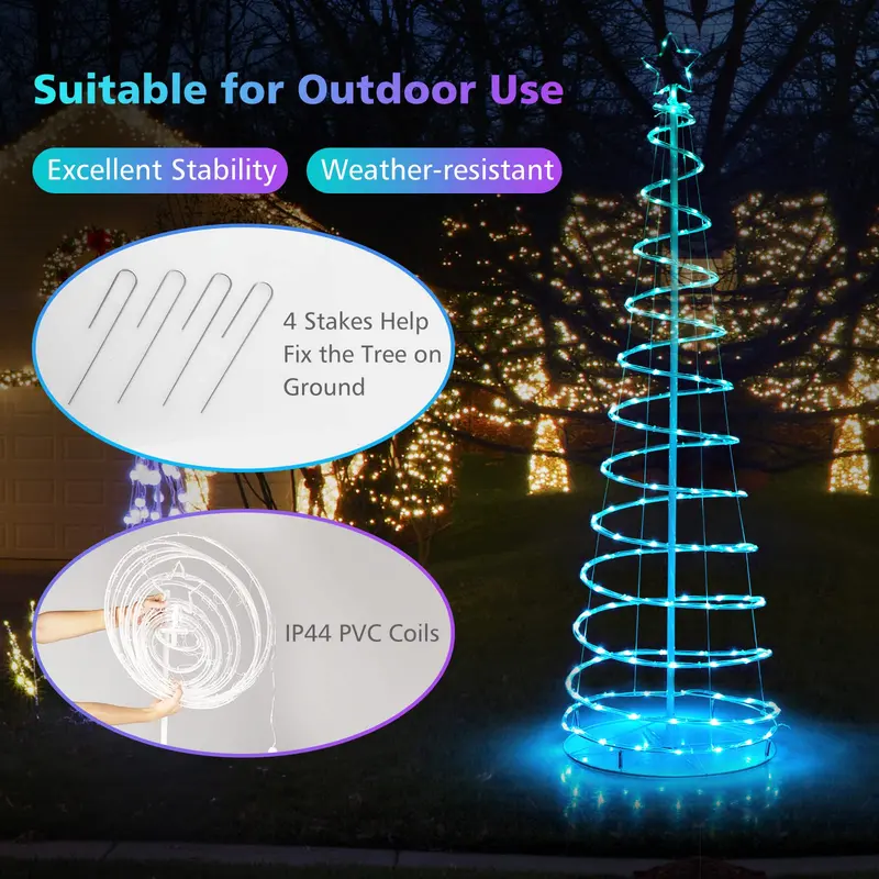 6-Foot Outdoor Spiral Christmas Tree – Pre-Lit with 135 Warm White LED Lights