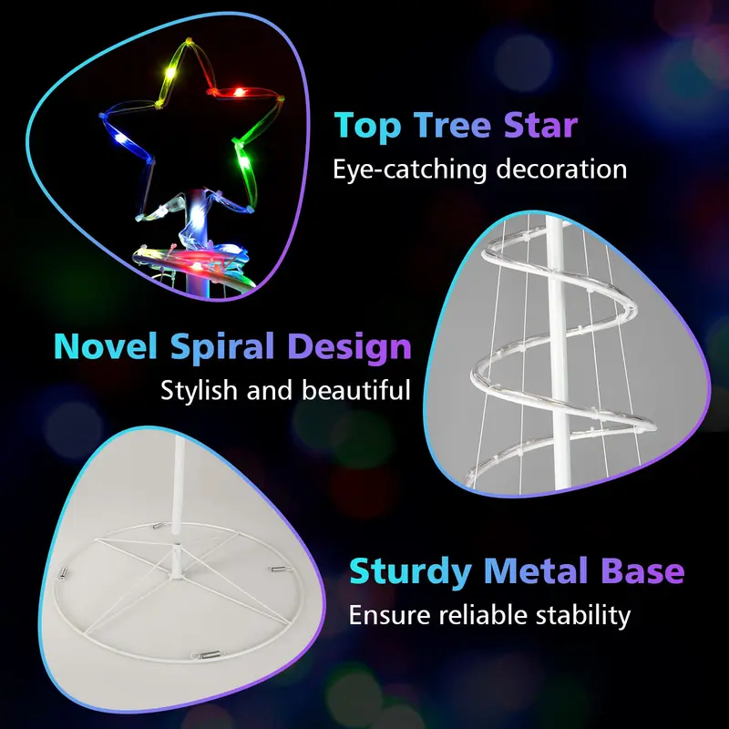6-Foot Outdoor Spiral Christmas Tree – Pre-Lit with 135 Warm White LED Lights