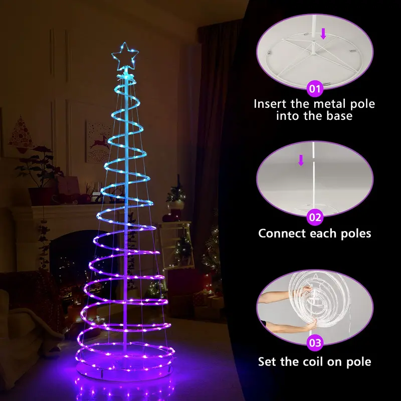 6-Foot Outdoor Spiral Christmas Tree – Pre-Lit with 135 Warm White LED Lights