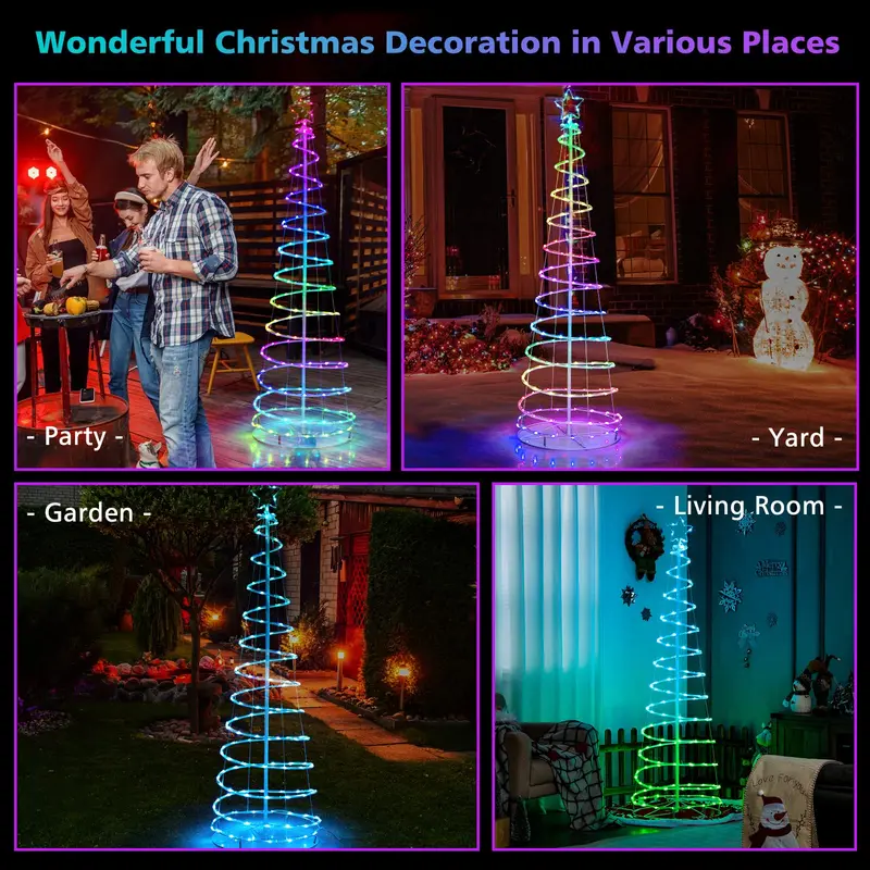 6-Foot Outdoor Spiral Christmas Tree – Pre-Lit with 135 Warm White LED Lights