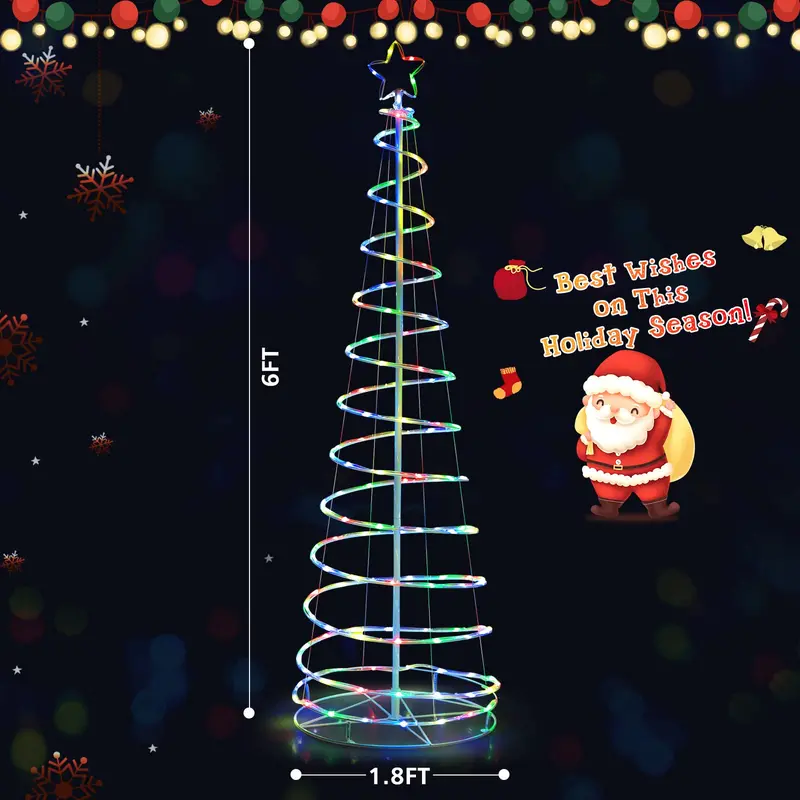 6-Foot Outdoor Spiral Christmas Tree – Pre-Lit with 135 Warm White LED Lights
