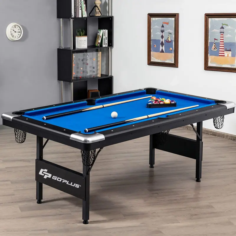 6-Foot Portable Pool Table – Foldable Billiards Set with Full Accessories for Adults 2
