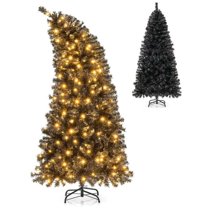 6-Foot Pre-Lit Black Halloween Tree – Flexible-Top Artificial Tree with Festive Gothic Appeal