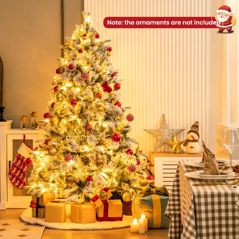 6-Foot Snow-Flocked Pre-Lit Christmas Tree with Realistic Pine Branches 2