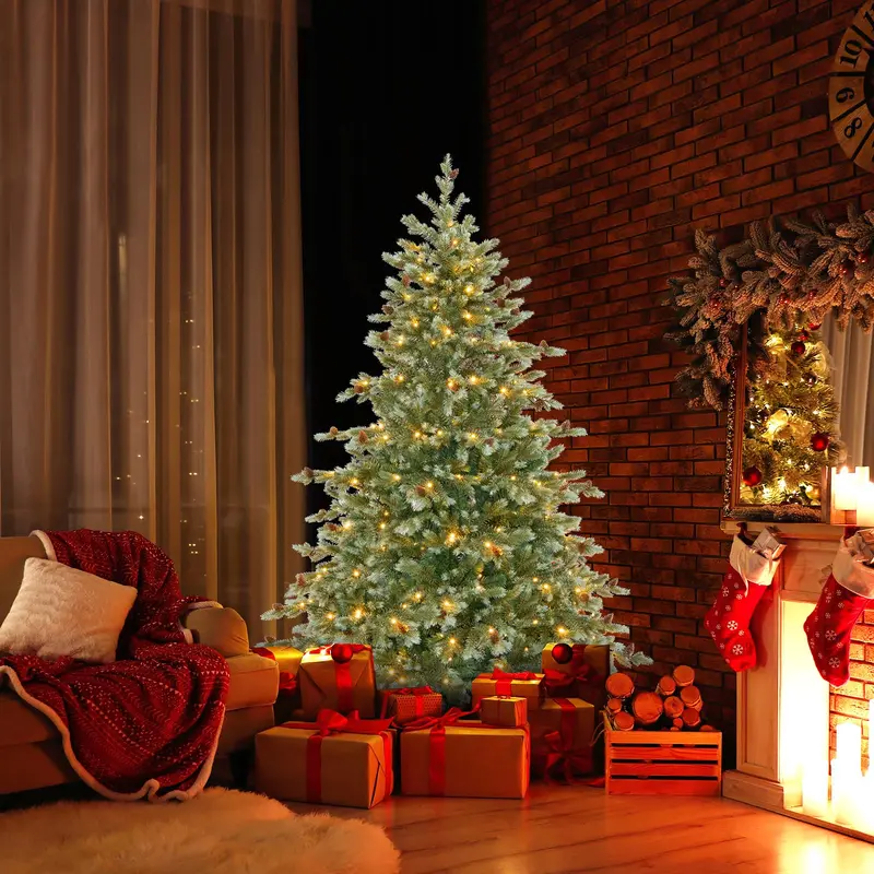 6 ft Pre-Lit Full-Profile Artificial Christmas Tree – Hinged Pine-Style Xmas Tree with 240 Warm White LEDs 2