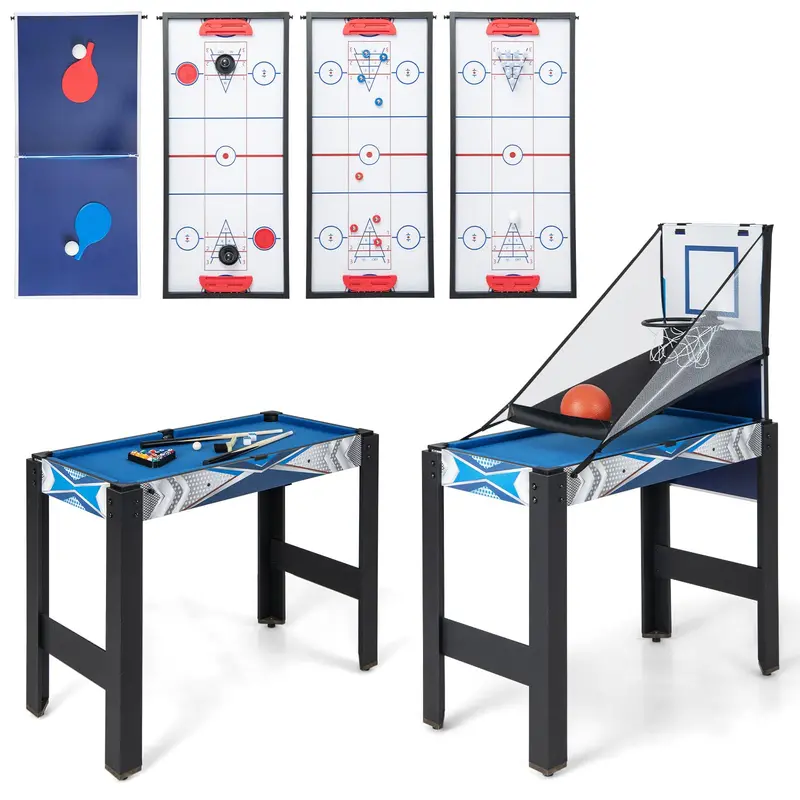 6-in-1 Multi-Sport Game Table – Combines Basketball, Billiards, Ping Pong, Hockey, Shuffleboard & Bowling
