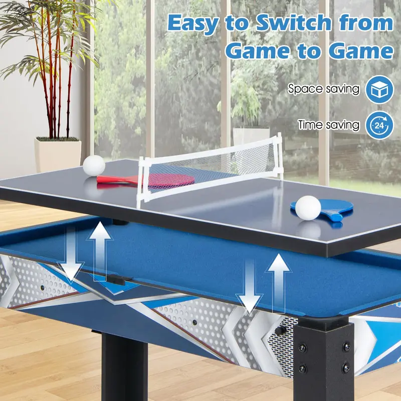 6-in-1 Multi-Sport Game Table – Combines Basketball, Billiards, Ping Pong, Hockey, Shuffleboard & Bowling