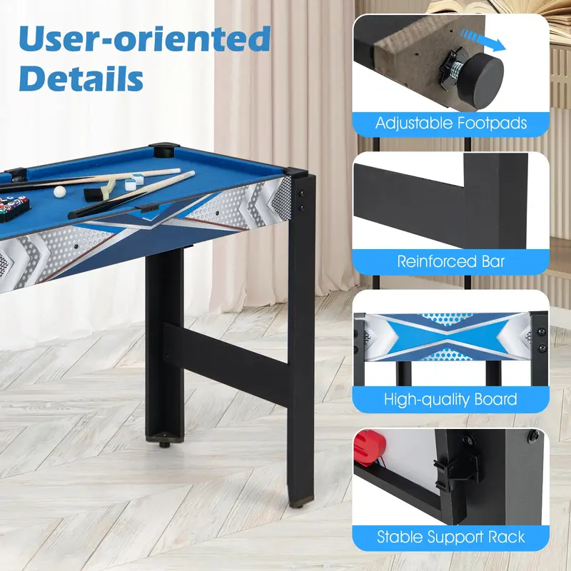 6-in-1 Multi-Sport Game Table – Combines Basketball, Billiards, Ping Pong, Hockey, Shuffleboard & Bowling