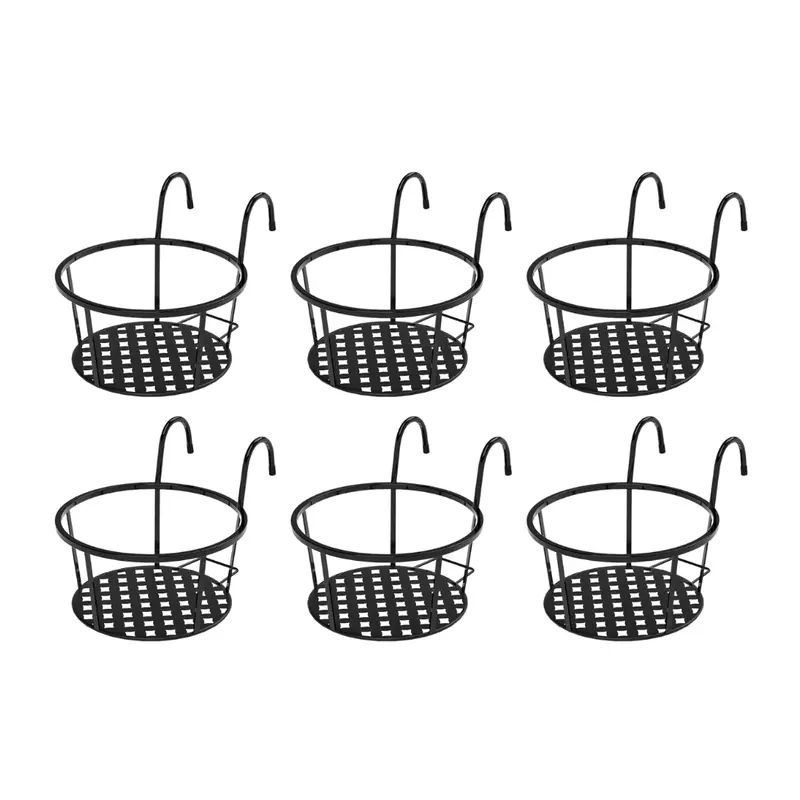 6-Pack Metal Hanging Flower Pot Holders for Balconies, Railings & Fences