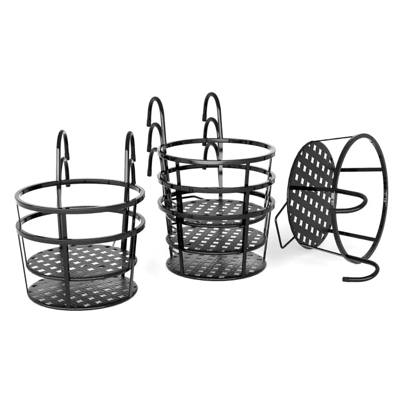 6-Pack Metal Hanging Flower Pot Holders for Balconies, Railings & Fences 2