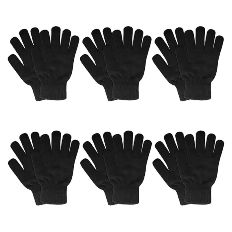 6-Pair Unisex Acrylic Knit Winter Gloves for Everyday Cold-Weather Wear 2