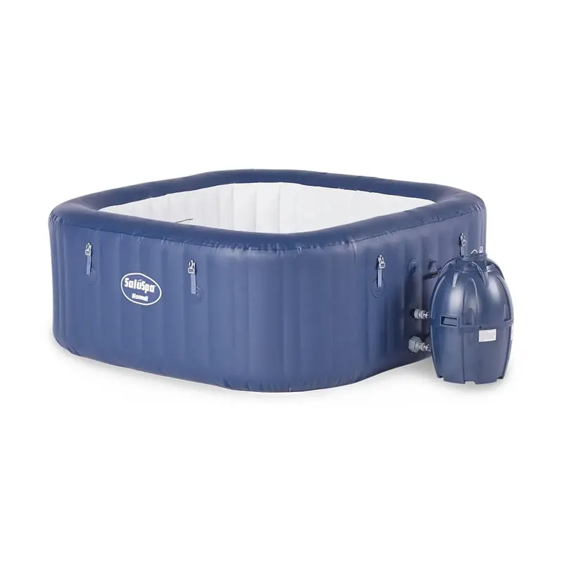 6-Person Inflatable Hot Tub – Blue Self-Inflating Spa with Integrated Air Pump for Backyard Relaxation
