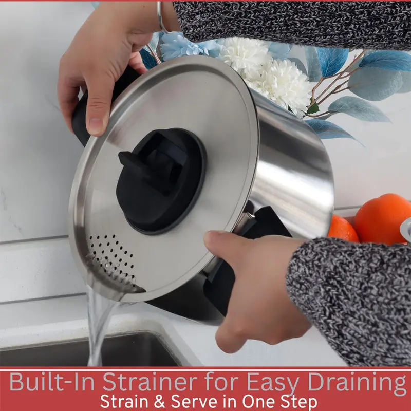 6-Piece Nesting Camping Cookware Set – Stainless Steel with Detachable Handles & Space-Saving Design