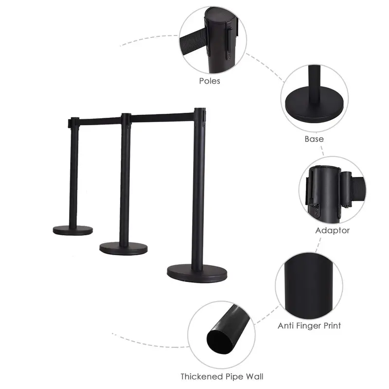 6-Piece Retractable Belt Stanchion Set for Crowd Management and Event Layouts