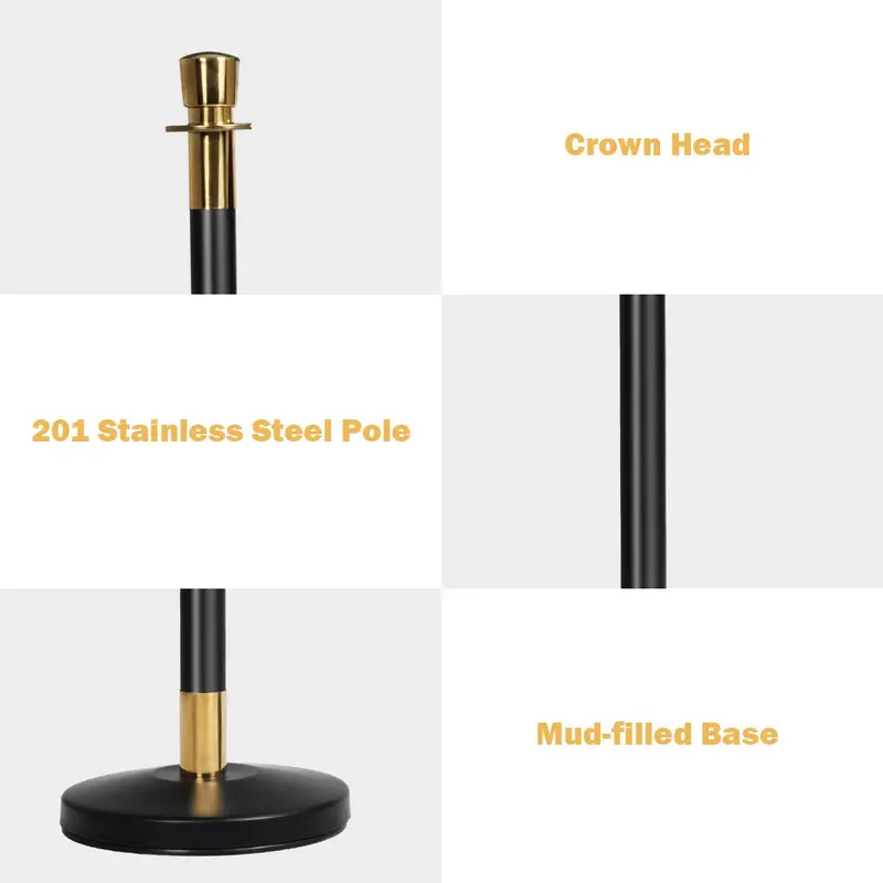 6-Piece Stainless Steel Stanchion Set – Queue Management System for Events and Venues