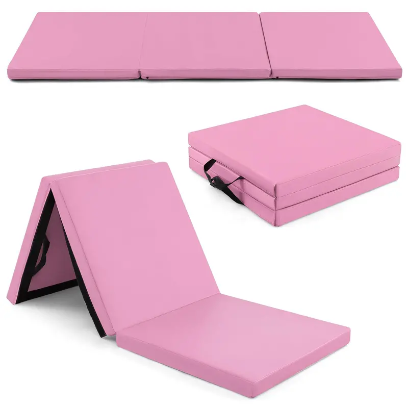 6' x 2' Tri-Fold Exercise Mat – 2-Inch Dense Foam Tumbling Pad with Integrated Carrying Handles