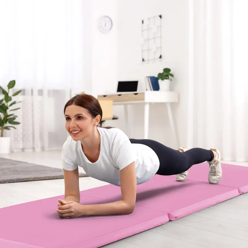 6' x 2' Tri-Fold Exercise Mat – 2-Inch Dense Foam Tumbling Pad with Integrated Carrying Handles 2