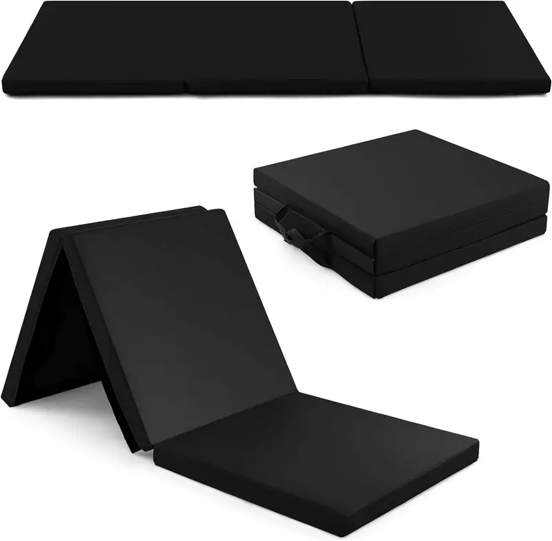 6' x 2' Tri-Fold Exercise Mat – 2-Inch Dense Foam Tumbling Pad with Integrated Carrying Handles