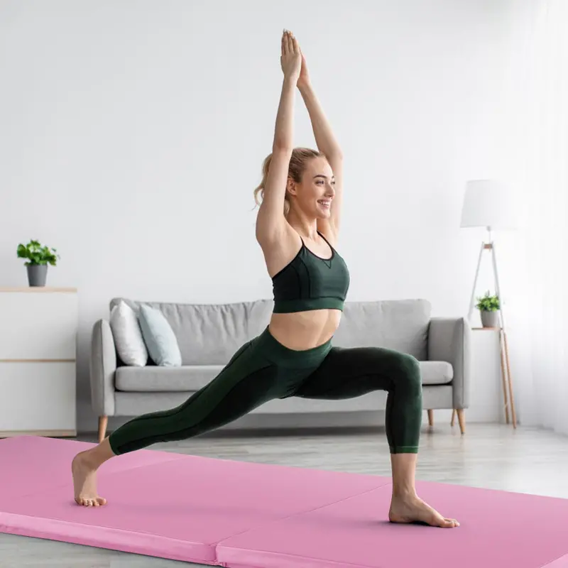 6' x 2' Tri-Fold Exercise Mat – 2-Inch Dense Foam Tumbling Pad with Integrated Carrying Handles