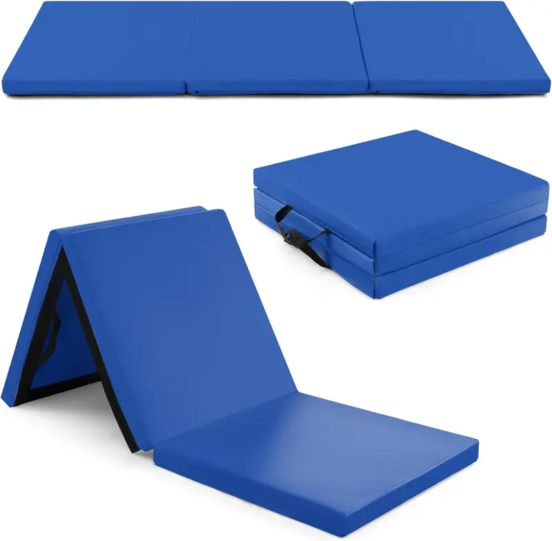 6' x 2' Tri-Fold Exercise Mat – 2-Inch Dense Foam Tumbling Pad with Integrated Carrying Handles