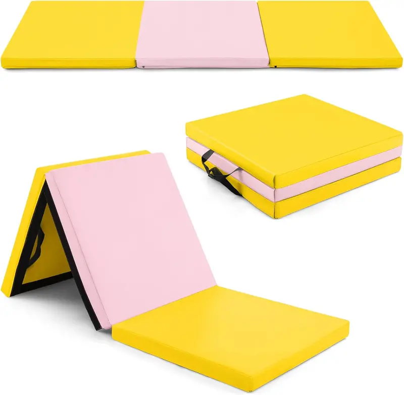 6' x 2' Tri-Fold Exercise Mat – 2-Inch Dense Foam Tumbling Pad with Integrated Carrying Handles
