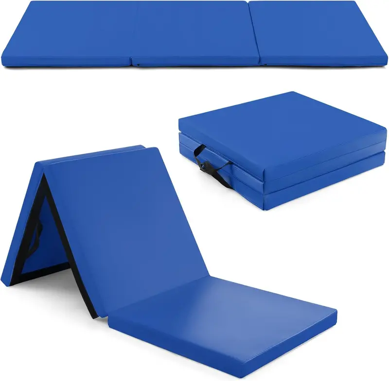 6' x 2' Tri-Fold Exercise Mat – 2-Inch Dense Foam Tumbling Pad with Integrated Carrying Handles