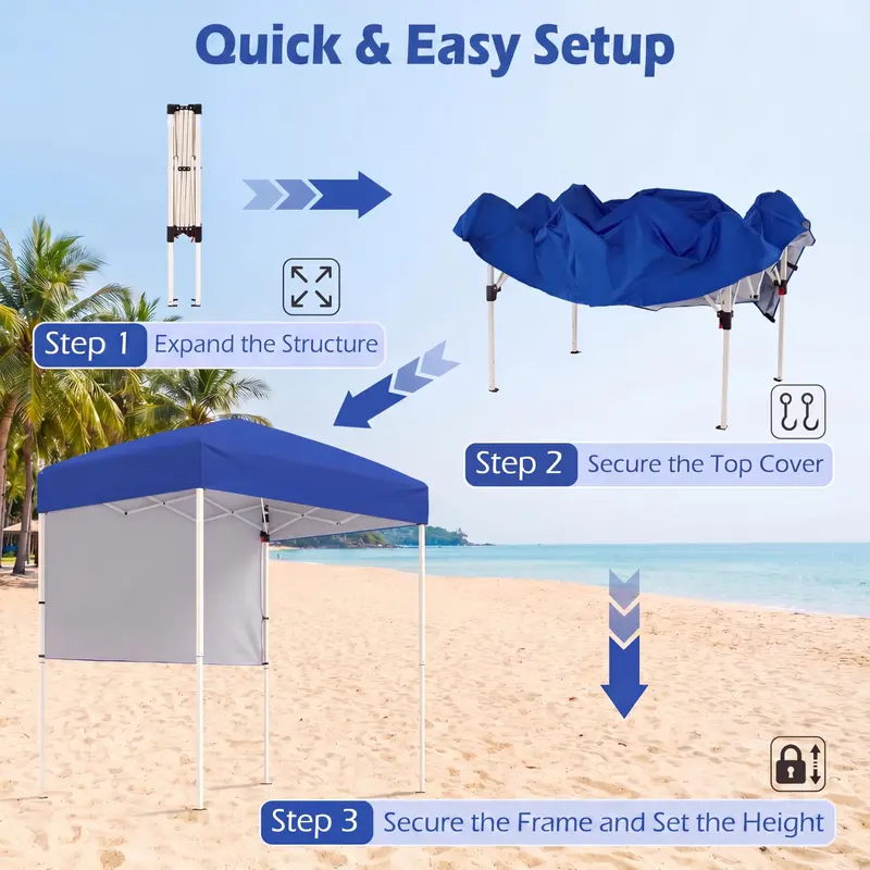 6 x 4-Foot Pop-Up Canopy – UPF 50+ Sun-Shade Tent with Quick-Setup Design & Half Sidewall